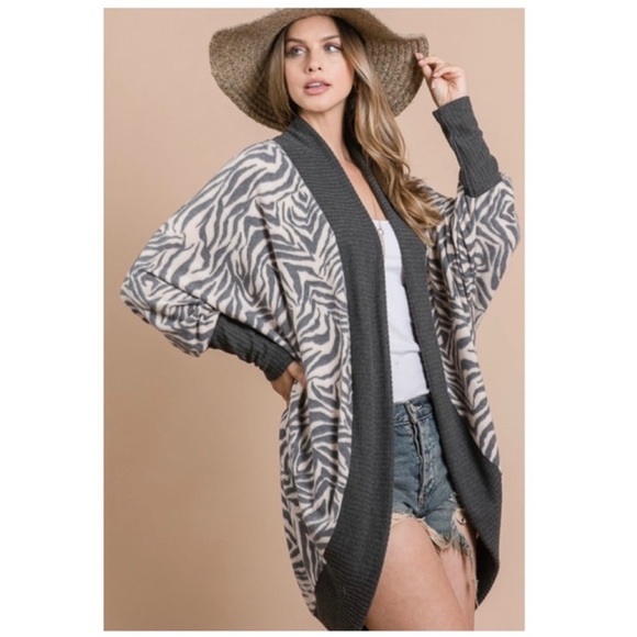 BNWT FirstLove by Lovelyn Zebra-print Open Cardigan - Picture 3 of 9